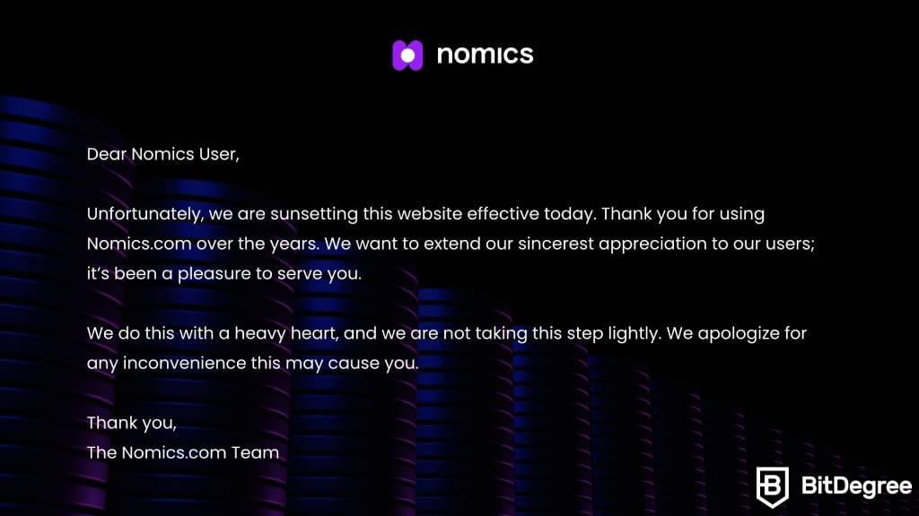 You are currently viewing Crypto Aggregator Nomics Shuts Down